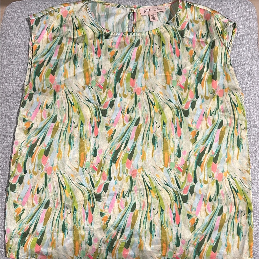 Philosophy Multicolor Abstract Sleeveless Top